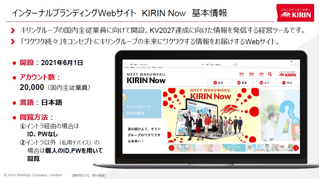 『KIRIN Now』基本情報。立ち上げ時から経営ツールとして位置づけ